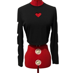 MM260 SHEIN Black Red Crop Cut Out Top